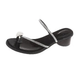 Breakj Women 2025 Summer New Water Drill Round Head Sandals Jacket Cool Dragged Coarse And Half-Dragging Sexy High Heels
