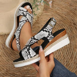 Women's Wedges Sandals Ladies Summer Casual Platform Fashion Open Toe Print Rome Sandals Female Beach Sandals Sandalias De