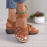 Breakj 2024 Retro Summer Anti-Slip-Soled Sandals Women's Line Glued Slopes And Flower