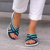 Cross Strap Slippers Platform Open Toe Mixed Color Wedges Female Sandals Summer Outdoor Beach Slipper Women Shoes