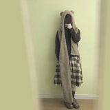 hat scarf one hooded bib female winter imitation lamb hair Japanese thickening cute bear ears tide winter warmth