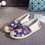 New Basic Female Flats Women Shallow Painting Canvas Shoes Ladies Slip-On Casual Shoes Breathable Fabric