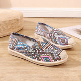 New Basic Female Flats Women Shallow Painting Canvas Shoes Ladies Slip-On Casual Shoes Breathable Fabric