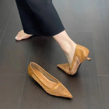 Breakj Summer New French Small Fragrant Low-Heeled High-Heeled High-Heeled Shoes Head Shallow One-Foot Single-Shoe
