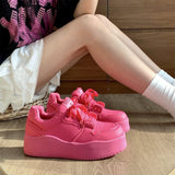 Breakj Selected Broadcast Room Hot Style Board Shoes Female Pure Color Super High Bread Shoes Breathable Comfortable College Wind Hot