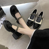 Breakj Leather Shoes Female British Wind Autumn 2024 New Round Head Thick Platform Mary Jane Shoes Female French Retro Thick Heel Single