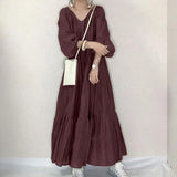 Vintage Ruffle Dress Women's Spring Sundress ZANZEA 2022 Casual Puff Sleeve Maxi Vestidos Female V Neck Robe