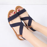 New Summer Sandals Women's Flat-Soled Fish Mouth Roman Style Loose And Tight Large-Size Simple