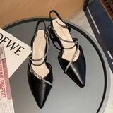 Breakj Water Drill Sandals Women Summer French Coarse High Heels Retro Single Shoes Femininity