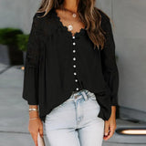Bohemian Lace Patchwork Tops Women Spring Blouses ZANZEA 2022 Casual Flare Sleeve Blusas Female V-Neck Blusas