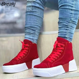 Women Boots Ladies Chunky Heel Platform Round Toe Shoes Denim Ankle Women Boots Jeans Casual High-top Sneakers Women's