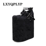Fashion Super Heel New Unique Look 23cm Super Platform Wedges Sexy Catwalk Party Crazy Shoes Plus Size46 Women