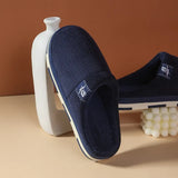And Men Couple Winter Slipper Women's Stripe Pattern Cotton Shoes Men's Warm Non-Slip Thick Plush Home Fabric