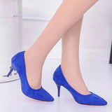 Breakj Shoes Light-Mouthed Sharp Single Shoes Fine Heel Velvet Large-Size High Heels Women's