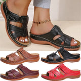 Breakj Size Slippers Women's Car Stitching Flat Bottom Pure Color Thick Bottom Home One Foot Pedal Open Toe Velcro Cool