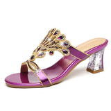 New High-Heeled Diamond Sandals Female Online Celebrities Sexy Fashion With Thick Heels Set With Diamond Sandals For Women To