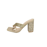 Breakj Women High Heel Square Head Thick Heel Sexy High Heel Sandals Soft Leather High-Legged Long High