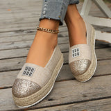 And Autumn 2025 New Linen Rope With Pure Color Breathable Canvas Large-Size Casual Women's Singles Fashion One-Foot Fisherman