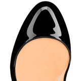 Women's Large-Size High-Heel Waterproof Table Round Head Lacquered Leather Single Shoes