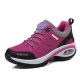 Womens Air Cushion Athletic Walking Sneakers Breathable Gym Jogging Tennis Shoes Fashion Sport Lace Up Platform Tenes