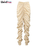 Puss Stacked Mid Waist Harem Pants Women Hipster Casual Lace Up Hip Hop Jogger Fitness Trousers Autumn Street