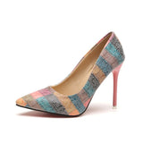 Plus size 34-42 Color Matching Women Shoes Printed Sexy Stilettos High Heels Shallow Pointed Toe Women High Heels Pumps