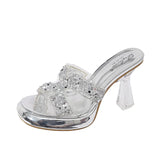 Breakj Water Drill High Heels Do Not Tired Feet Sandals Temperament Elegant Coarse And Waterproof Waterproof Thick-Soled Slippers Single Shoes Women