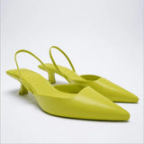 Autumn New Women's Closed Toe Red Single Shoes with Stiletto Heel Mid-heeled Fashion Sandals with Hollow Pointed Toe
