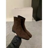 Heel Suede Korean Small Ankle Boots Female Shoes 2024 New Autumn And Winter Versatile Add Velvet Thin Boots Foreign Style Short