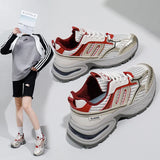 Breakj Korean Version Hollow Out Dad Shoes Spring 2025 New Breathable Student Sneakers Increased Casual