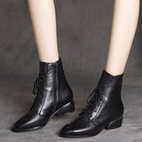 High Heels Ankle Boots Women Lace Up Pointed Toe Autumn Winter Boots Party Casual Shoes Female Size 41 42