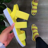 Women Shoes 2021 Large Size New Shoes Women Platform Mid Heels Peep Toe Ladies Sandals Slip-On Outdoor Walking Sandalias