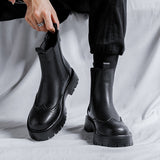 Breakj Men's Chelsea Boots Booblock Boots Casual Black High Sboomartin