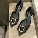 Ladies High Heels Women Jelly Shoes Trend Square Buckle 2020 Summer Pointed Toe Set Black Woman Shoes
