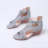 Breakj Spring And Summer New Shoes Large-Size Women's Shoes Coarse Heel Heel Shoes Hollow Fish Mouth Sandals