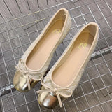 Doudou Shoes Square Head Shallow Mouth 2023 Spring New Korean Flat-Bottomed Bow Lazy Mary Jane Single