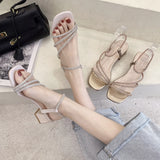 Breakj New Women's Fashion Sandals Summer Fairy Wind With Thick Heel Fashion Diamond Word Buckle Women's