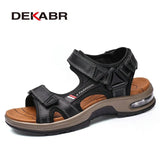Split Leather Men Shoes Summer Fashion Men's Sandals Beach Non-slip Men Sandals Slippers Big Size 38-47 Zapatos