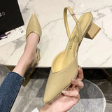 Women's Heeled Sandals Summer Fashion Sexy Pointed Toe Square Heel Candy Color Ladies Mules Shoes Party Wedding Women Pumps