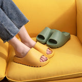 and Women Slippers Summer Thicken Solid Color Home Indoor Shoes Eva Non-slip Beach Slides Bathroom Shoes Shower