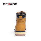 2022 Newest Autumn Winter Ankle Warm Boots Quality PU Leather Men Casual Working Shoes Vintage Style Lace Up Men