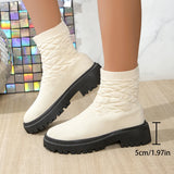 Breakj Plus Size Fashion Boots Women's New Elastic Fly Thick Socks Boots Casual Low Martin