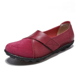Women's Female Mother Woman Genuine Leather Soft Shoes Flats Loafers Mocassin Boat Hook Loop De Mujer Big Size 42 43