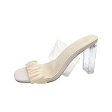 Breakj New Korean Version Of The Fairy Wind Transparent Thick With A Word Of The Head Folded Cold Slippers Xia Gao And Slippers