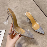 Breakj Transparent High-Heeled Sandals Women Wear High Heels In The Summer With A Water Drill Fish Mouth Shoes Fine High Heel Crystal