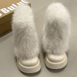 Style Snow Boots Martin Boots 2024 New Autumn And Winter Fluffy Short Boots Round Head Thick Soles Pipe