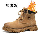 Breakj Men's Boots 2023 New Yellow Boobritish Vintage Outdoor Plush Martens