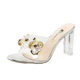 Fashion Clear High Heels Sandals Women Summer New Crystal Transparent Pvc Slippers Woman Open Toe Slip On Heeled