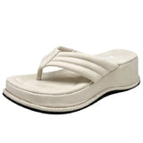 Summer Thick Bottom Slippers Comfy Women Sandals Ladies Mid-heels Flip Flops Platform Shoes Female Comfort Leisure