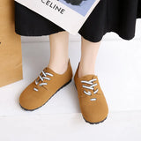 Breakj Retro Birken Shoe Women 2025 Autumn New Flat-Bottomed Round Head Casual Lace Not Tired Singles